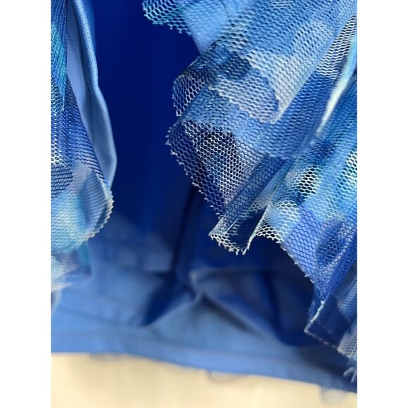 Justice Girls Blue Floral Tiered Mesh Skort Ruffle Pull-On Size 14 - Picture 9 of 9